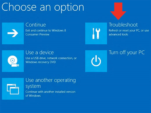 Windows8選擇選項